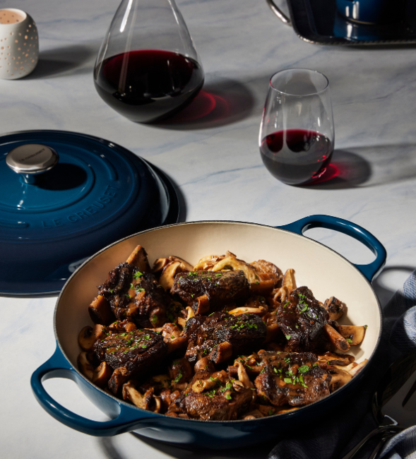Porcini Braised Short Ribs with Garlic Herb Mushrooms
